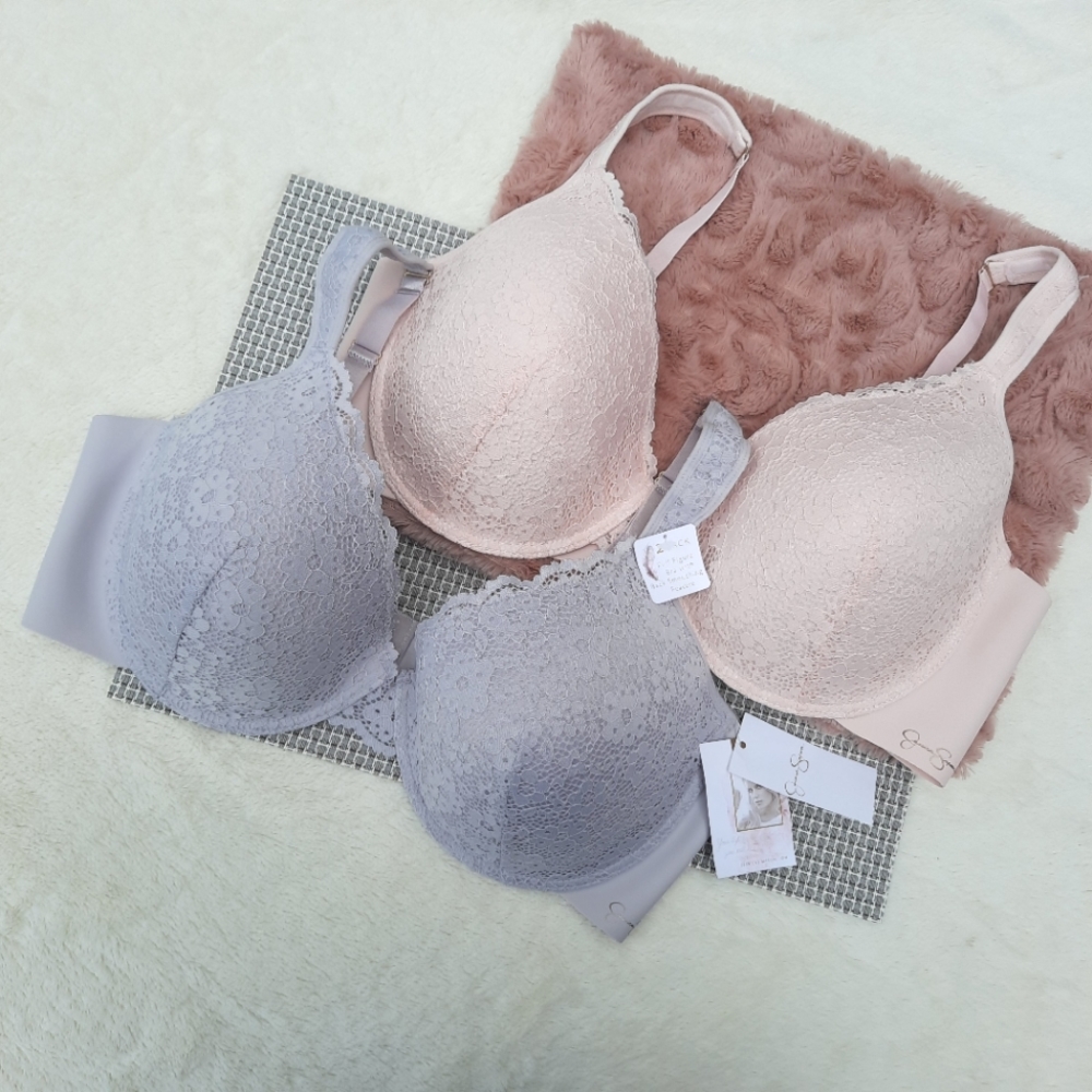 Jessica Simpson Bra Set Lace Overlay Padded Smoothing Back Plus Size 42D NEW